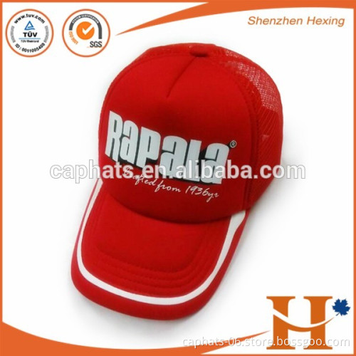 Hot sale red mesh trucker cap foam puff trucker hat for men with custom logo